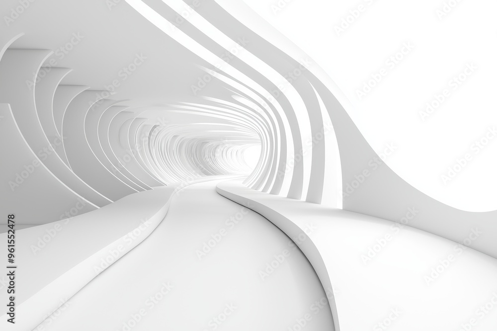 Poster a white and gray colored abstract background is complemented by a geometric round shape in 3d.