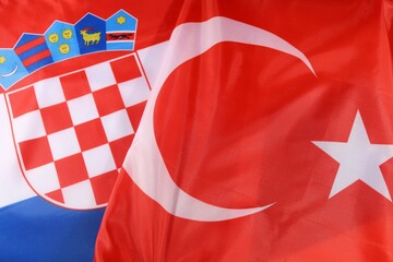 Flags of Croatia and Turkey displayed together in bright colors