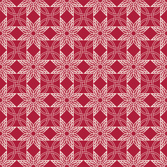 Red and White Lattice Quilt Seamless Vector Repeat Pattern