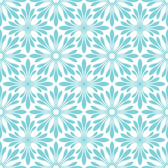 Teal Ornate Snowflake Flower Seamless Vector Repeat Pattern