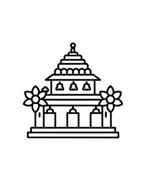 recommend clip art: Editable stroke vector of a Hindu temple adorned with decorative elements.