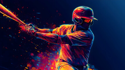 Colorful Baseball Player Illustration Swinging for the Fences