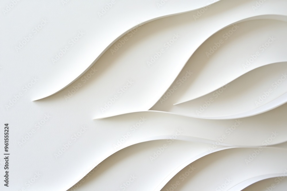 Poster the composition showcases a simple white background adorned with delicate, flowing wavy lines, evoki
