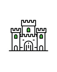 Editable vector illustration of a historic Irish castle with a simple design, perfect for graphic design projects.