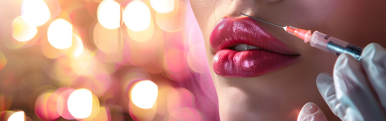 Closeup of the lips with shallow focus for fashion and beauty blur and bokeh in background