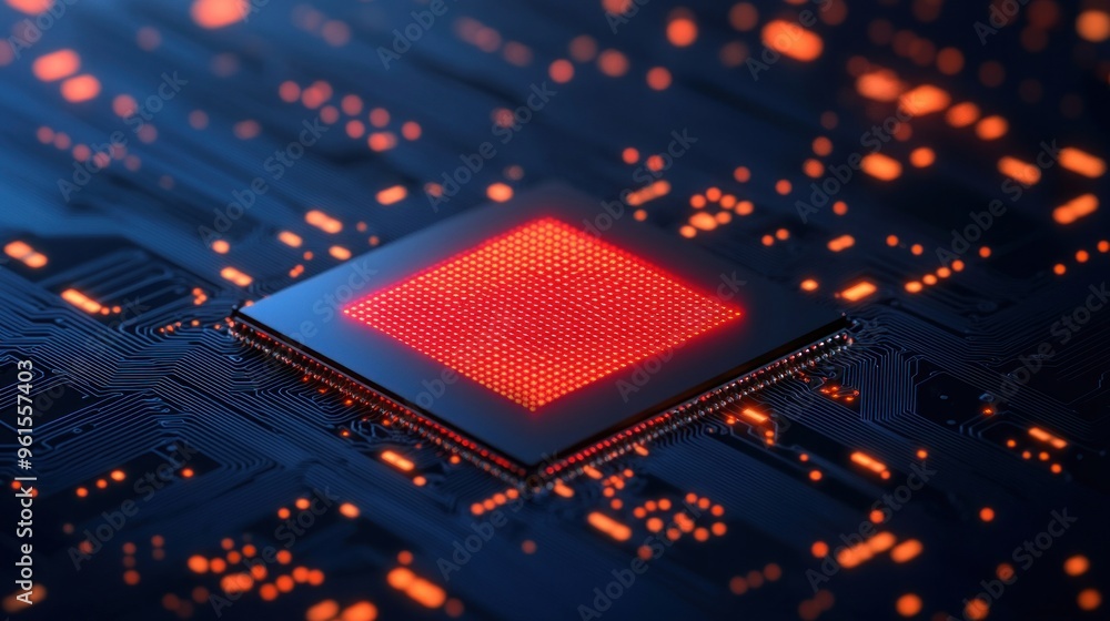 Aufkleber Red Processor Chip.