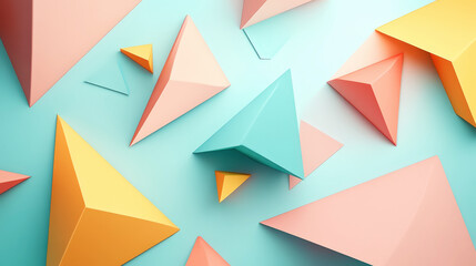 Trendy 3d geometric background with triangles, pastel colors, bussines template. Generative AI