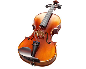 Beautiful Violin with Rich Wood Tones, Isolated on a Transparent PNG Background   