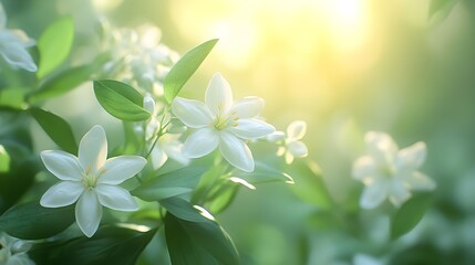 Fototapeta premium Crisp and clear high-definition image of crape jasmine blooming in natural light