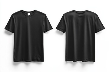 Black Tshirt Mockup Front and Back Isolated created with Generative AI