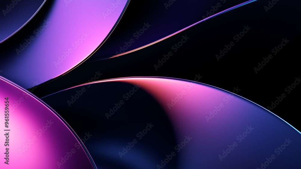 Poster an abstract background rendered in 3d on a dark background contains transparent glossy glass, colore