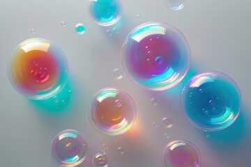Ethereal Soap Bubbles Against a Bright White Background