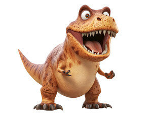 Naklejka premium Cartoon Scene with a Happy and Funny Tyrannosaurus Dinosaur, Isolated on a Transparent PNG Background 