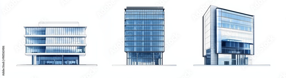 Poster an architectural high rise mall or office building with a transparent background. a 3d rendering of 