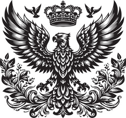 Fototapeta premium eagle crown vector art,graphics eagle crown icon set,vintage illustration eagle crown clipart,vector eagle crown flat style artwork design