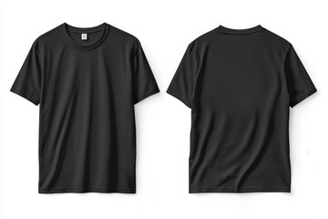 Black Tshirt Mockup Front and Back Isolated created with Generative AI