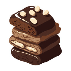 Delicious Chocolate Bars Stack with Creamy Fillings and Toppings