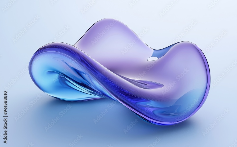 Poster rendering of transparent glass with gradient colors in 3d.