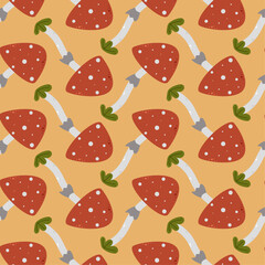 halloween seamless pattern with mushroom, spooky halloween background