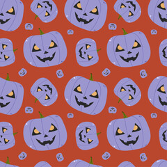 halloween seamless pattern with pumpkin, spooky halloween background