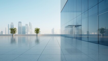 Fototapeta premium A large city with a glass building by AI generated image