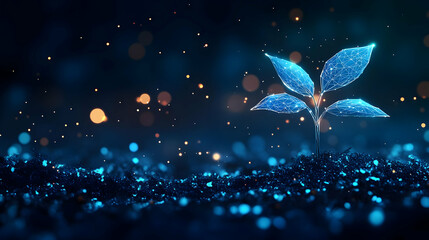 Glowing Plant Illustration - Growth, Innovation, and Technology Concept