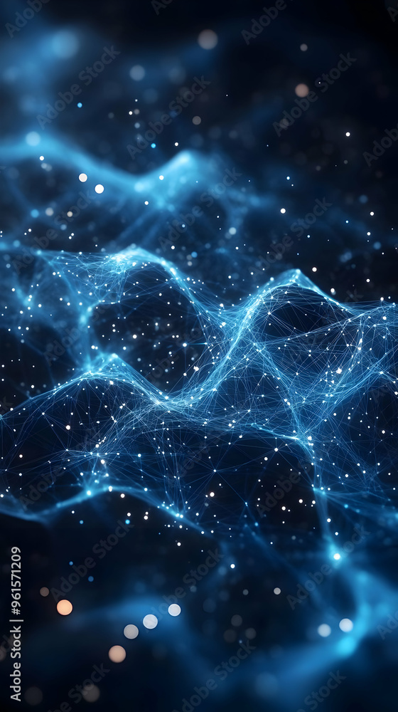 Aufkleber abstract background with blue network connection dots