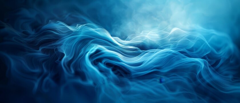  Blue and white wave against dark blue backdrop, ending in a blue light ..Dark blue background with blue-white wave, concluding in a rad