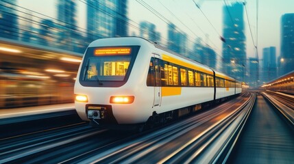 Fototapeta premium Fast Train Cityscape.