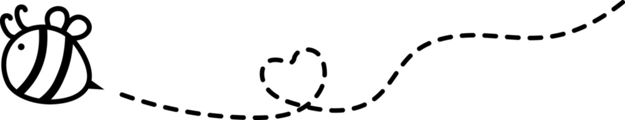 Flying Bee with Dotted Lines