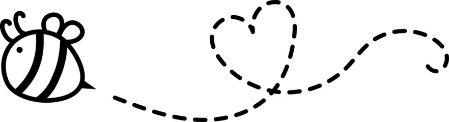Flying Bee with Dotted Lines