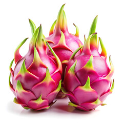 3 dragon fruit close up view isolated on white background