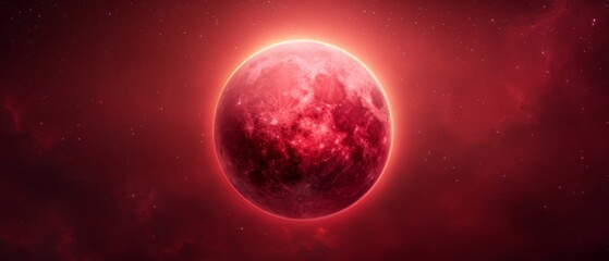 Obraz premium An artist's depiction of a red planet against a backdrop of a red sky, speckled with stars