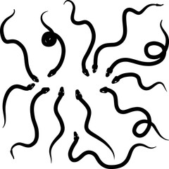 Snake silhouettes are the simplest. Vector illustration