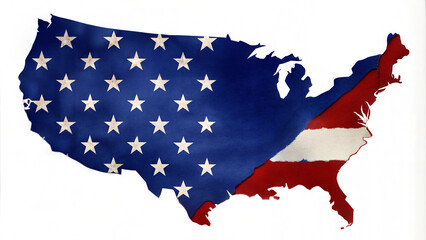 Obraz premium USA map with American flag colors symbolizing national identity and unity