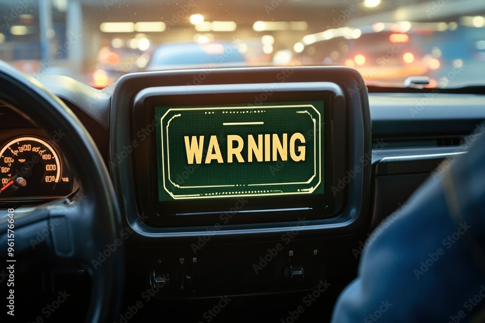 Poster car dashboard with warning display