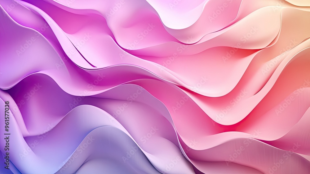 Fototapete 3d abstract background with fluid, wave-like patterns in gradient colors, creating a sense of depth 