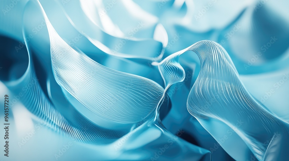 Poster 3d abstract background with layered, transparent shapes in cool blue tones, giving a sense of calm a