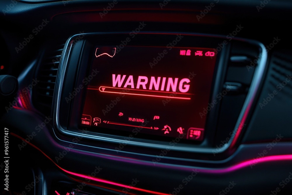 Poster warning message on a car's digital display