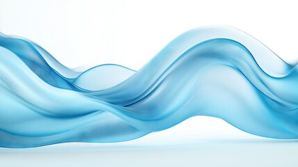 3D illustration of smooth blue waves flowing across a clean white background. Ideal for brochure covers or website headers, offering a modern and sleek design.