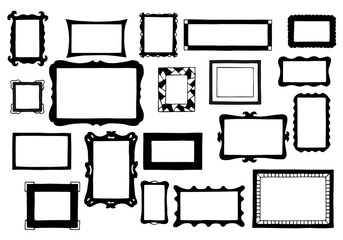 A set of different frames for pictures. Freehand drawing. Doodle. Hand Drawn. Outline. Print.	