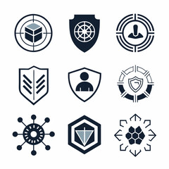 Security icons displayed on a white background along with accompanying keywords