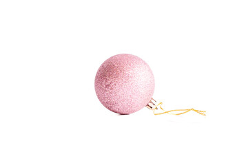 Pink Christmas ball on white background Christmas decoration