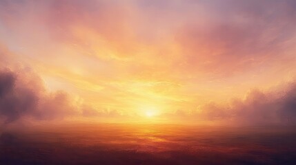 Fototapeta premium A serene and majestic sunset with the sky painted in warm tones, as clouds drift across the horizon.