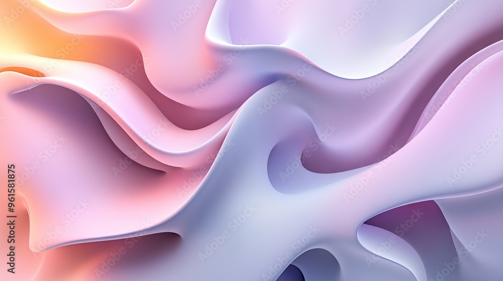 Poster abstract 3d background featuring fluid curves and gradients in soft tones. ideal for minimalist desi