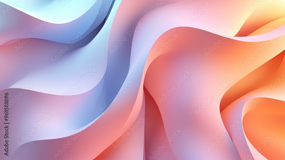 Aufkleber abstract 3d background featuring fluid curves and gradients in soft tones. ideal for minimalist desi