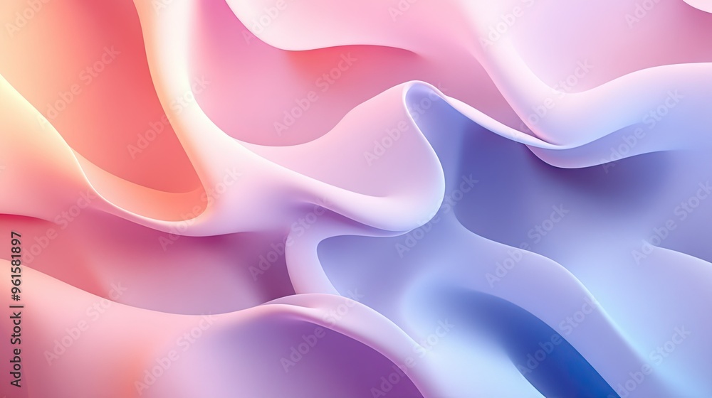 Aufkleber abstract 3d background featuring fluid curves and gradients in soft tones. ideal for minimalist desi