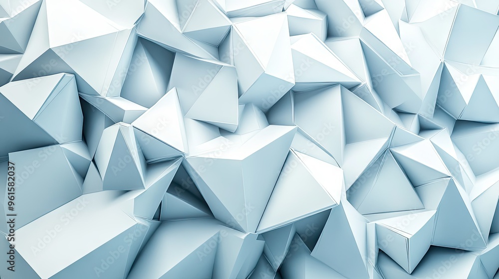 Poster abstract 3d background with sharp-edged polygons in a chaotic yet harmonious arrangement, ideal for 