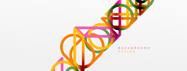 Abstract background - colorful circle lines technology or business digital template