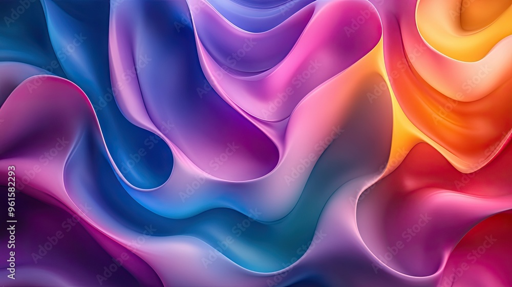 Poster abstract 3d design with colorful fluid waves, creating a dynamic and eye-catching visual, perfect fo